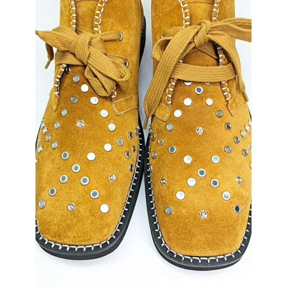 Wales Bonner Men's Studded Calf Suede Desert Studs Boots Size 43 (MSRP $1,050)
